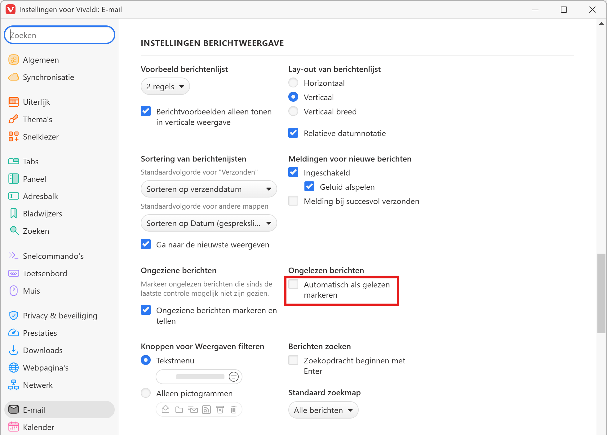 Automatisch als gelezen markeren
